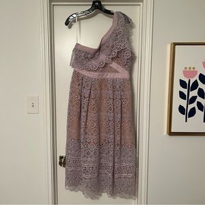 Self Portrait One-Shouldered Lace Midi Dress